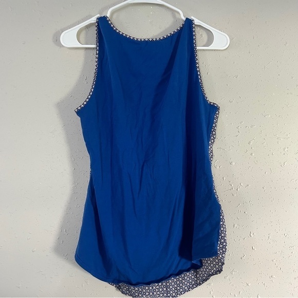 🦋 Ann Taylor Factory Petite Sleeveless Blue Checkered Blouse Summer Casual MP - Picture 4 of 6